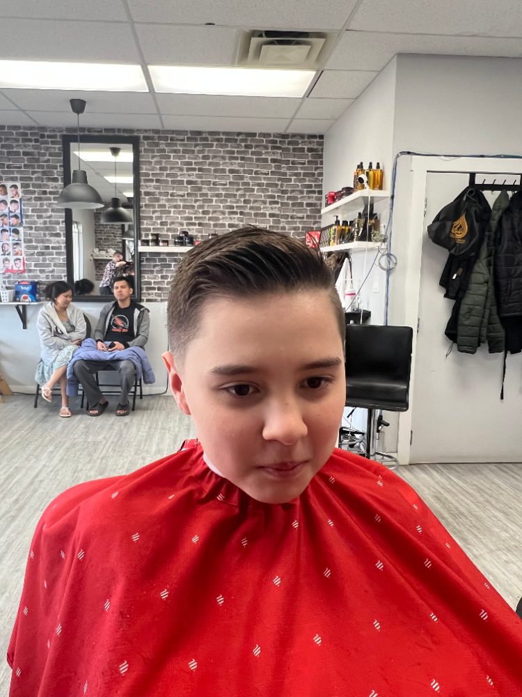 Fresh cut and style on a young client